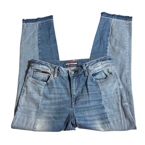 Tommy Hilfiger Denim - Tommy Hilfiger Two Tone High Rise Straight Raw Hem Ankle Jeans